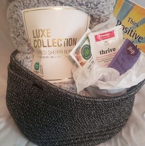 Comfort gift basket organic Tea, Blanket, Inspirational Book perfect gift